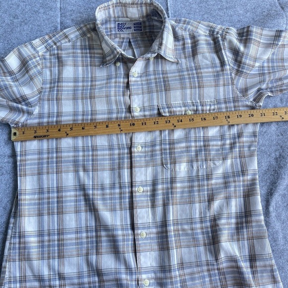 Back Bay Rowing Co. Shirt Mens Large Plaid Button Up Long Sleeve Blue Brown - Picture 8 of 10